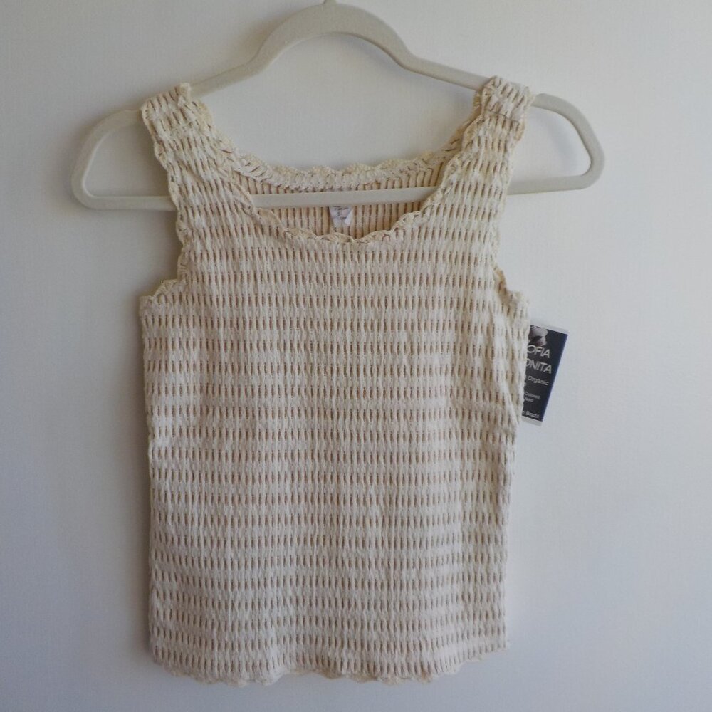 Smocked Knit Tank Top in Cream - Women